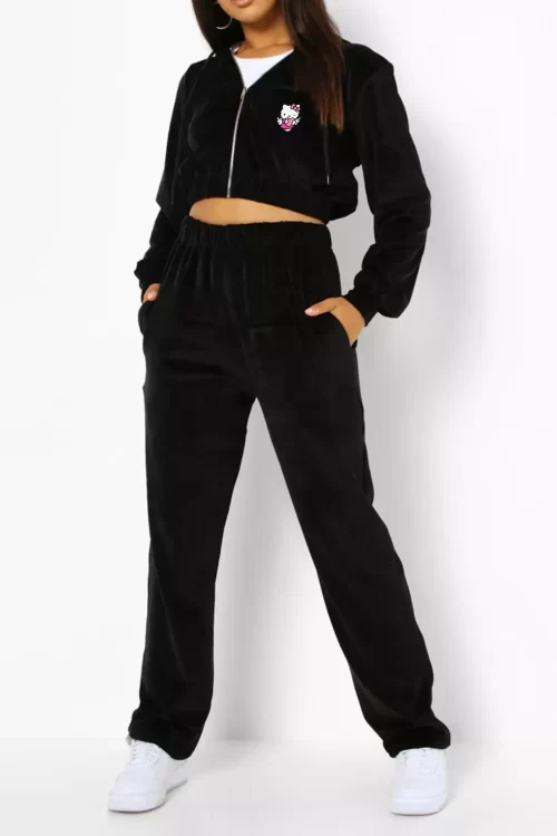 Latest Design Ladies Blank Velour 2 Piece Female Winter Jogging Sports Plain Women Velvet Tracksuit For Girls