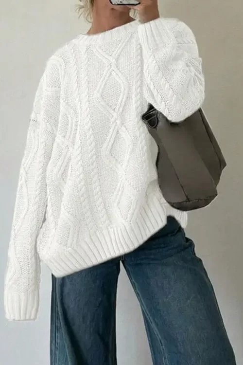 Women’s Oversized Sweater Knitted Sweater Long Sleeves Sweater Women Crewneck Pullover Fall And Winter Loose Top