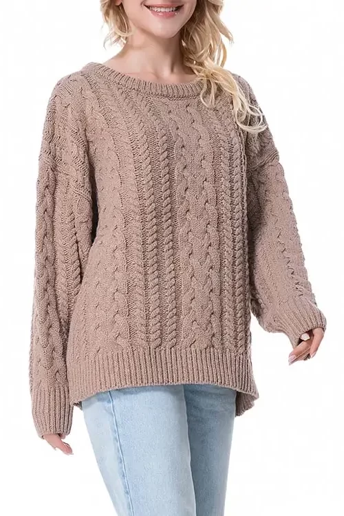 Women’s Oversized Sweater Knitted Sweater Long Sleeve Sweater Women Crewneck Pullover Winter Top