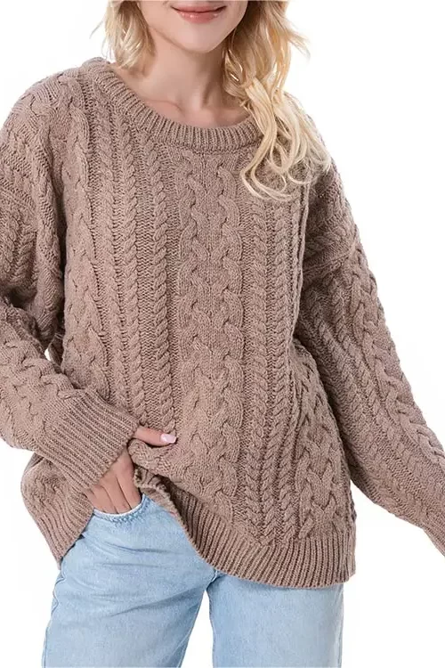 Womens ‘Oversized Sweater Knitted Sweater Long Sleeve Sweater Women Woven Crewneck Pullover Winter Top