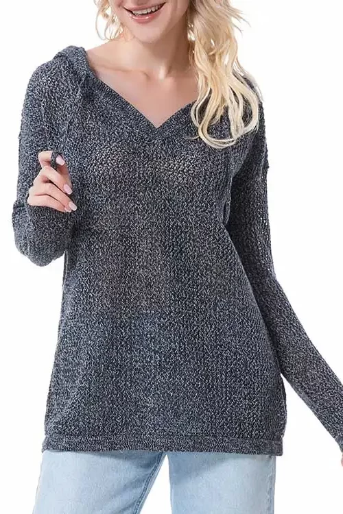 Women’s Hoodies Crochet Cable Knit Pullover Long Sleeve Oversized Knit Soft Outer Loose Top Lightweight crochet hollow sweater